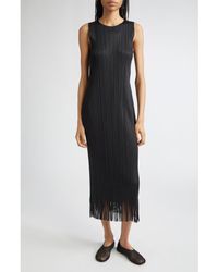 Pleats Please Issey Miyake - Wave Pleated Sleeveless Midi Dress - Lyst