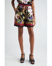 Dolce & Gabbana - Rose Garden Print Silk Shorts - Lyst