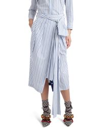 Dries Van Noten - Solada Stripe Cotton Poplin Midi Skirt - Lyst