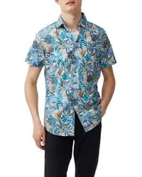 Rodd & Gunn - Admiralty Bay Front Print Short Sleeve Cotton Button-Up Shirt - Lyst