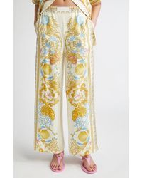 Versace - Underwater Barocco Wide Leg Silk Pants - Lyst