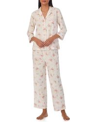 Lauren by Ralph Lauren - Stripe Cotton Blend Crop Pajamas - Lyst