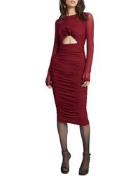 Bardot - Yasmeen Cutout Long Sleeve Mesh Midi Dress - Lyst