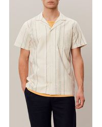 Les Deux - Leo Embroidered Stripe Camp Shirt - Lyst