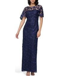 JS Collections - Brooke Floral Embroidered Column Gown - Lyst