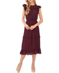 Cece - Clip Dot Flutter Sleeve Midi Dress - Lyst