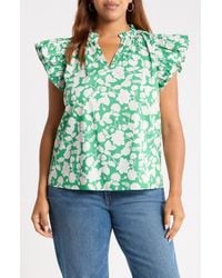 Sugarlips - Baxley Risette Ruffle Floral Cotton Top - Lyst