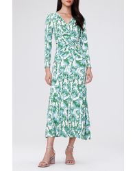Diane von Furstenberg - Timmy Floral Long Sleeve Midi Dress - Lyst
