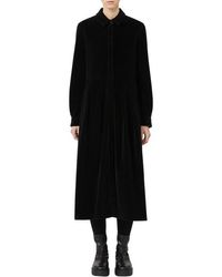 MM by Max Mara - Paese Long Sleeve Cotton Blend Velvet Shirtdress - Lyst