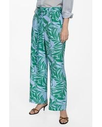 Mango - Print High Waist Wide Leg Pants - Lyst