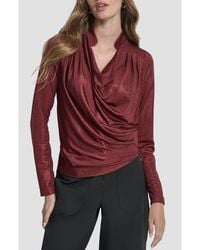 DKNY - Heather Foil Drape Top - Lyst
