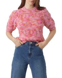 Vero Moda - Maddi Marled Puff Sleeve Sweater - Lyst
