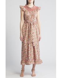 Loretta Caponi - X Liberty London Delfina Floral Print Smocked Dress - Lyst