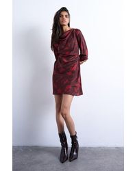 TOPSHOP - Drape Neck Long Sleeve Minidress - Lyst