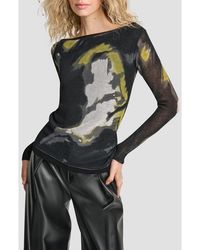 DKNY - Abstract Print Double Layer Boat Neck Sweater - Lyst