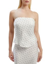 Bardot - Jaida Polka Dot Strapless Satin Top - Lyst