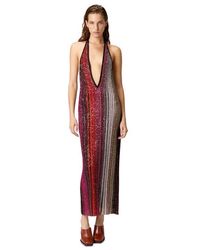 Missoni - Striped Partialized Midi Dress With Sequins And V-Neck - Lyst