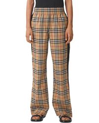 Burberry - Louane Check Side Stripe Stretch Cotton Pants - Lyst