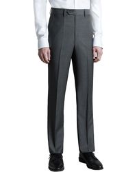 Santorelli - Flat Front Wool Herringbone Dress Pants - Lyst