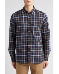 Forét - Grip Check Organic Cotton Flannel Button-down Shirt - Lyst