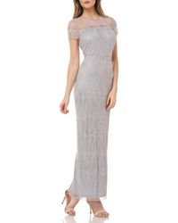 js collections illusion yoke beaded column gown