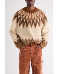 Isabel Marant - Nicholas Oversize Fair Isle Mohair Blend Crewneck Sweater - Lyst