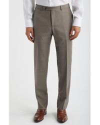 Canali - Siena Regular Fit Flat Front Solid Wool Suit Pants - Lyst