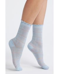 Casa Clara - Krista Cotton Blend Pointelle Crew Socks - Lyst