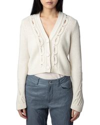 Zadig & Voltaire - Barley Embellished Cable Stitch Merino Wool Cardigan - Lyst