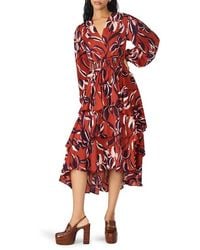 Steve Madden - Bei Floral Long Sleeve Tiered High-Low Dress - Lyst