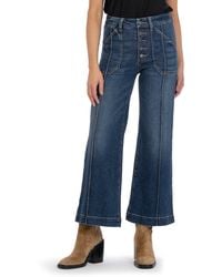 Kut From The Kloth - Meg Exposed Button High Waist Ankle Wide Leg Jeans - Lyst