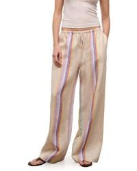 STAUD - Mateo Placed Stripe Linen Drawstring Pants - Lyst