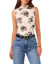 Vince Camuto - Floral Print Mock Neck Sleeveless Top - Lyst