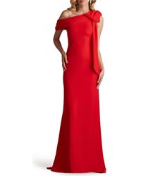 Tadashi Shoji - One-Shoulder Crepe Column Gown - Lyst