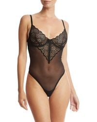 Hanky Panky - Strappy Mesh & Lace Underwire Teddy - Lyst
