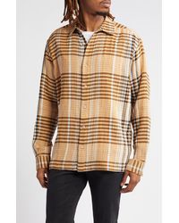 TOPMAN - Relaxed Fit Plaid Stretch Cotton Button-up Shirt - Lyst