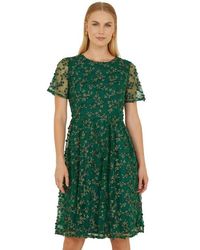 Yumi' - Embroidered Floral Skater Dress - Lyst