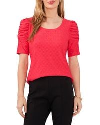 Chaus - Eyelet Ruched Sleeve Knit Top - Lyst