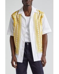Versace - Barocco Print Silk Overlay Cotton Poplin Camp Shirt - Lyst