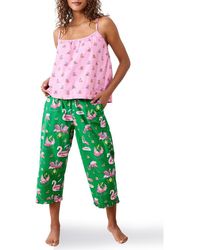 Printfresh - Mixed Print Organic Cotton Crop Pajamas - Lyst