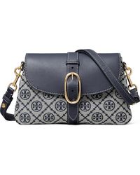 Tory Burch - T Monogram Soft Jacquard & Leather Shoulder Bag - Lyst