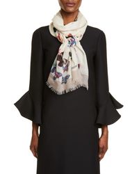 Valentino Butterfly Wool Scarf - Brown