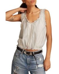 Lucky Brand - Ruffle Tie Neck Cotton Top - Lyst