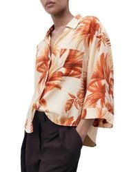 Mango - Palm Tree Print Button-Up Shirt - Lyst