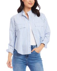 Karen Kane - Stripe Cotton Shirt Jacket - Lyst