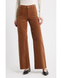 FRAME - Le Slim Palazzo Patch Pocket High Waist Wide Leg Corduroy Jeans - Lyst