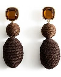 Mango - Raffia Drop Earrings - Lyst