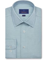 David Donahue - Trim Fit Dobby Micro Check Cotton Dress Shirt - Lyst
