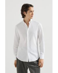 Brunello Cucinelli - Twill Shirt With Button-Down Collar - Lyst