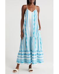 Elan - Embroidered Tiered Cotton Blend Cover-up Maxi Dress - Lyst
